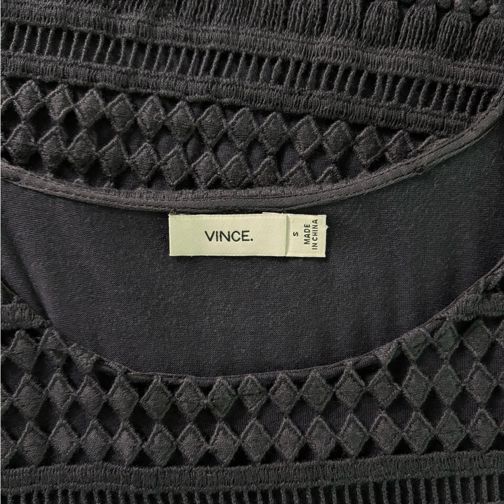 Vince Navy Lace Crochet Tee sz S oversized - Picture 9 of 9